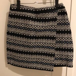 Loft Navy Blue Pattern Skirt - 8